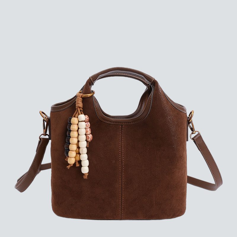 Suede Top-Handle Bags with Beaded Tassels