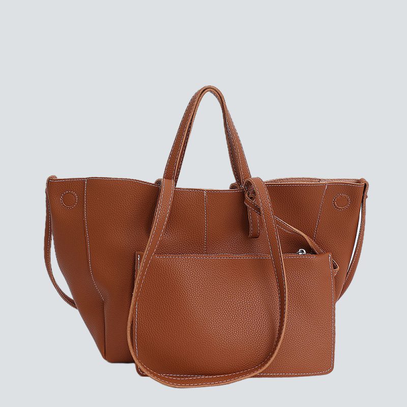 Minimalist Ruched Leather Tote Bag