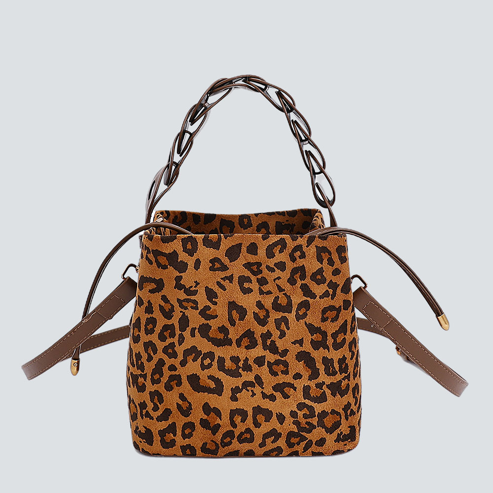 Woven Handle Velvet Bucket Bag - Image 3