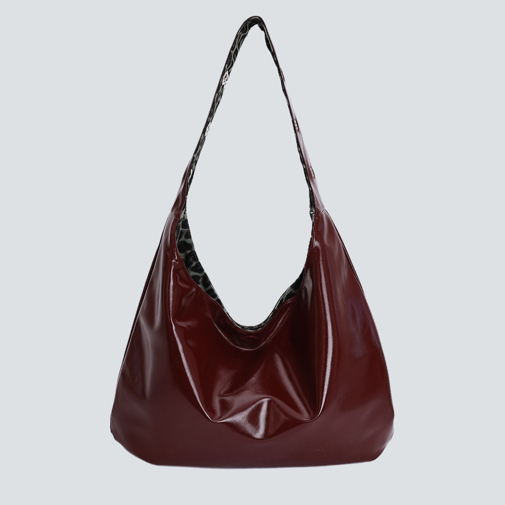 Patent Leather Leopard Print Reversible Shoulder Bag