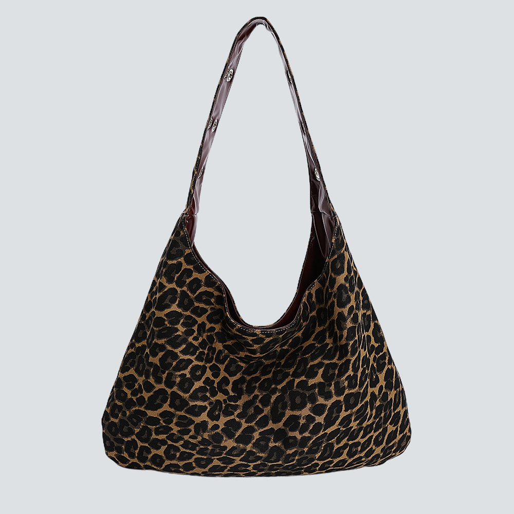 Patent Leather Leopard Print Reversible Shoulder Bag - Image 5