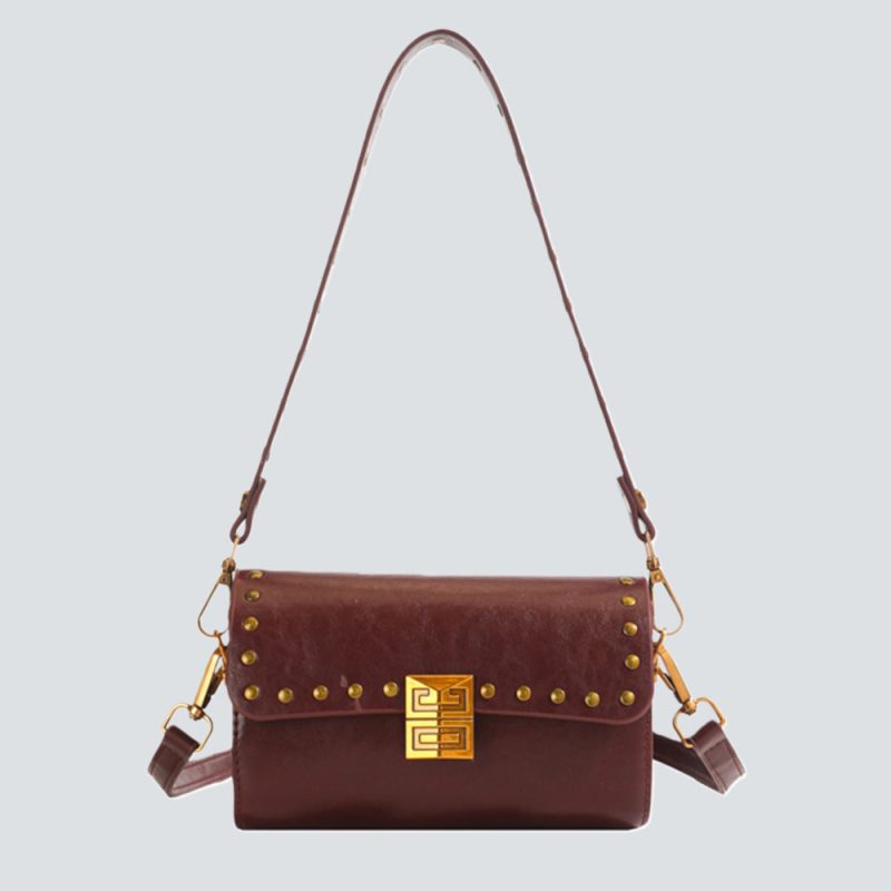 Vintage Studded Leather Crossbody Bag