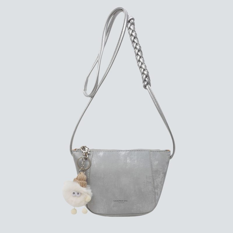 Lustrous Textured Mini Bucket Bag