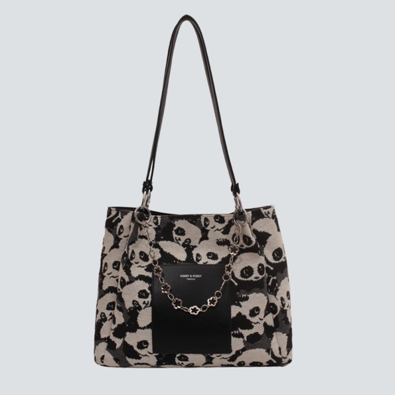 Playful Panda-Print Tote Bag