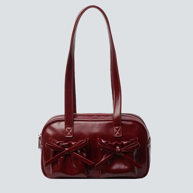 Patent Leather Bow-Accent Mini Satchel