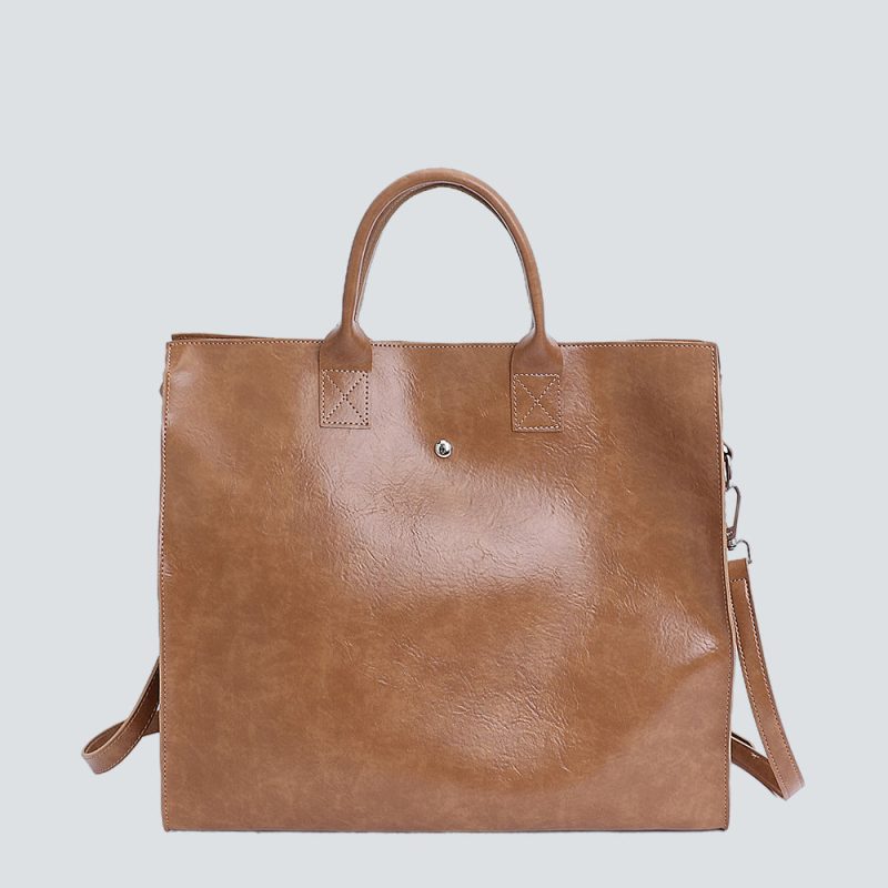 Retro Waxed Leather Tote Bag