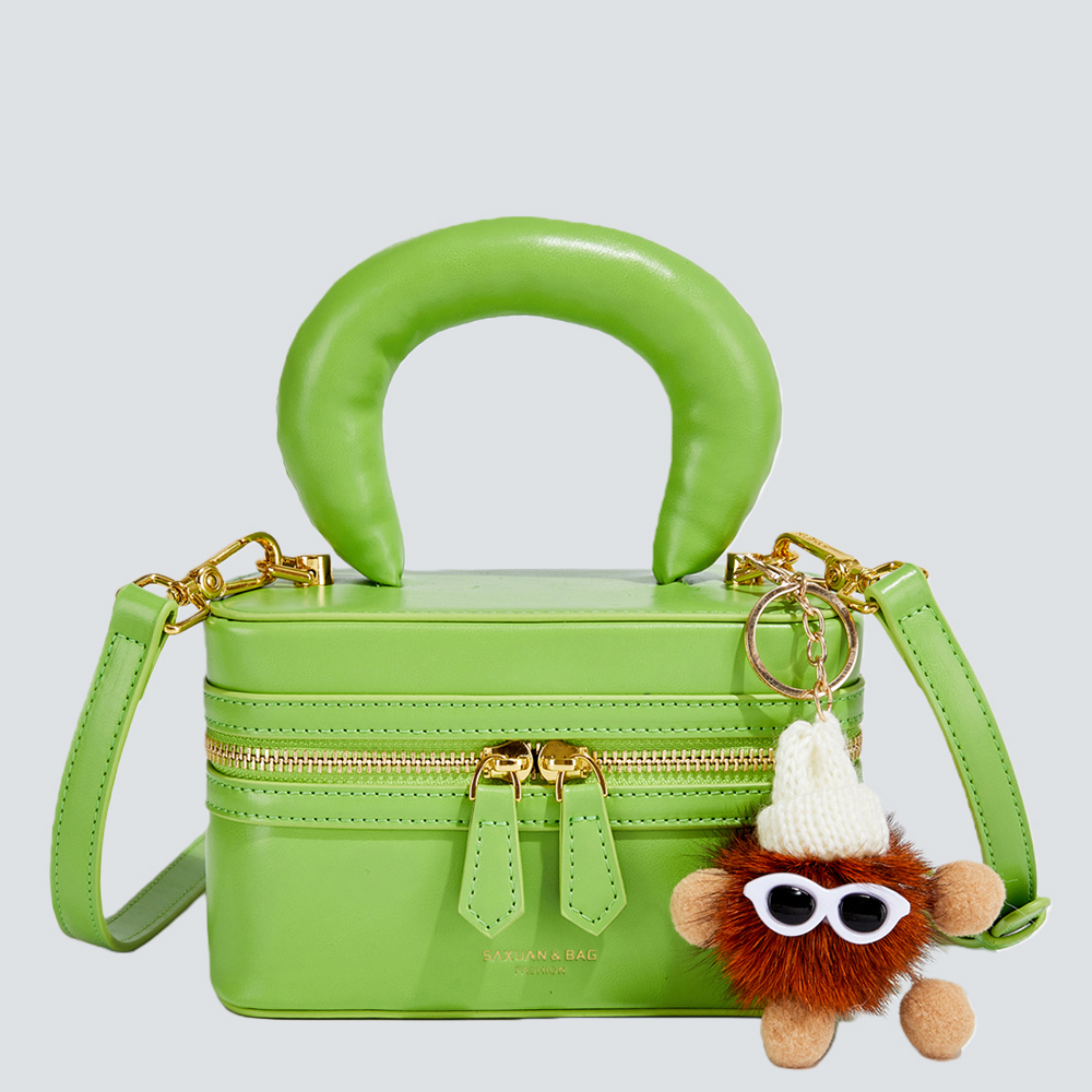 Curved-Handle Box Bag with Playful Charm - Image 3