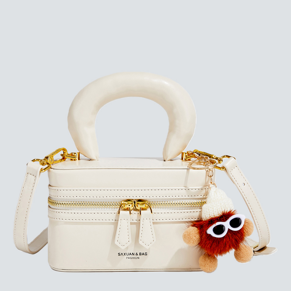 Curved-Handle Box Bag with Playful Charm - Image 4