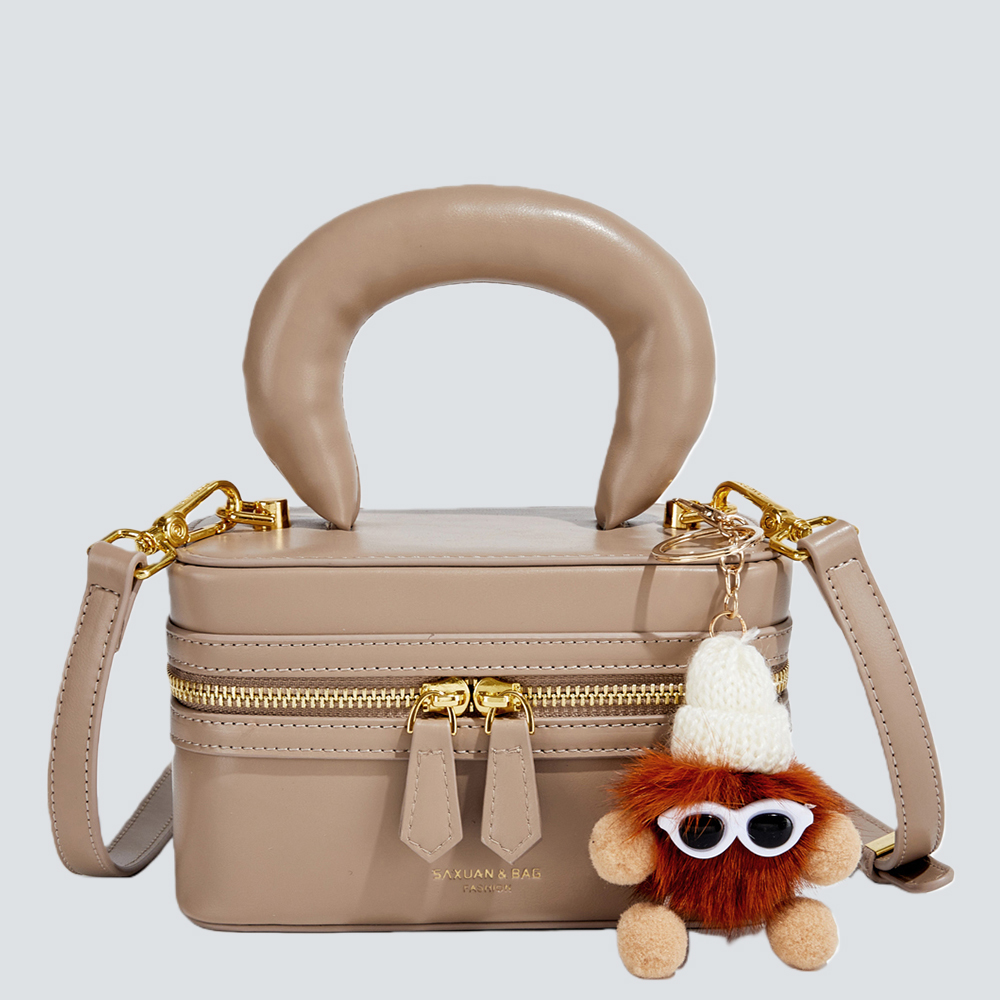 Curved-Handle Box Bag with Playful Charm - Image 5