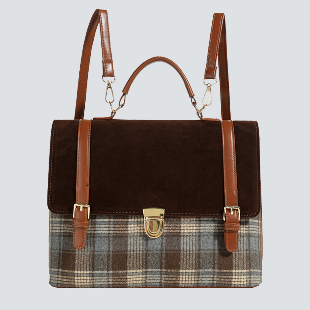 Velvet & Plaid Satchel Bag - Image 5