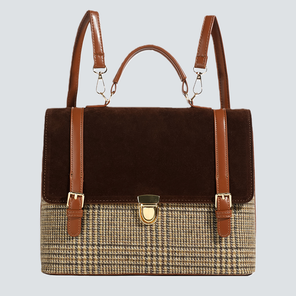 Velvet & Plaid Satchel Bag - Image 4