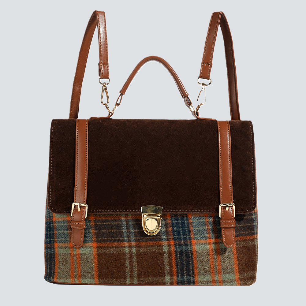 Velvet & Plaid Satchel Bag - Image 3