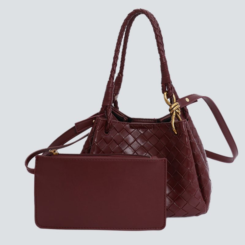 Artisanal Woven Leather Tote & Clutch Set