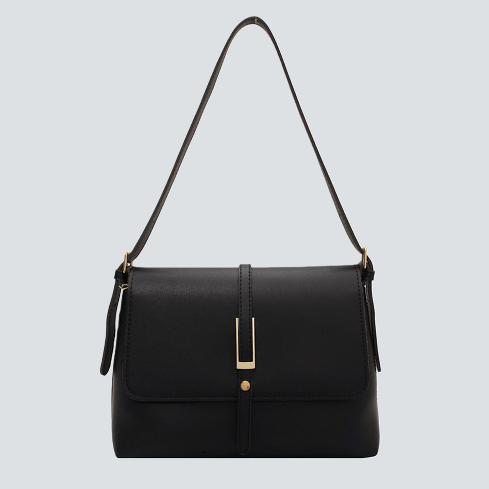 Elegant camel brown imitation leather shoulder bag - Image 5