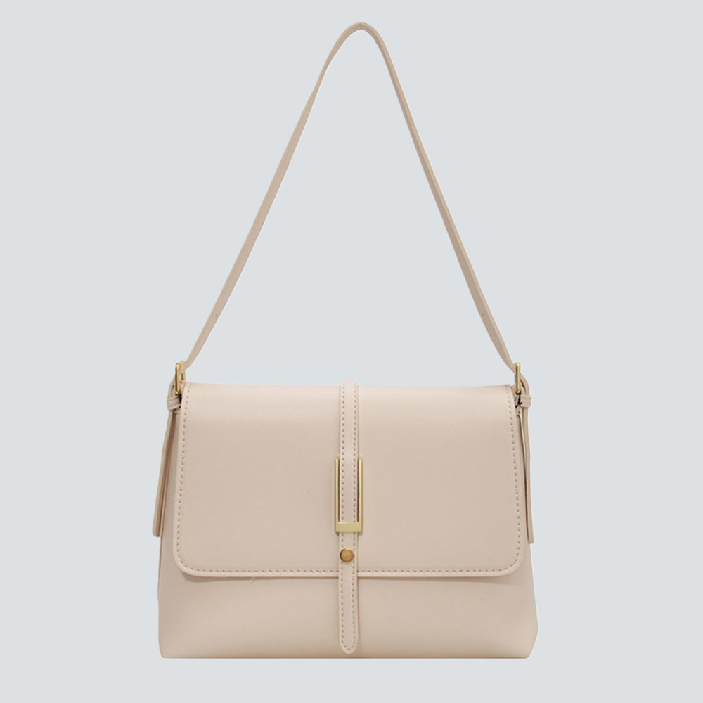 Elegant camel brown imitation leather shoulder bag - Image 3