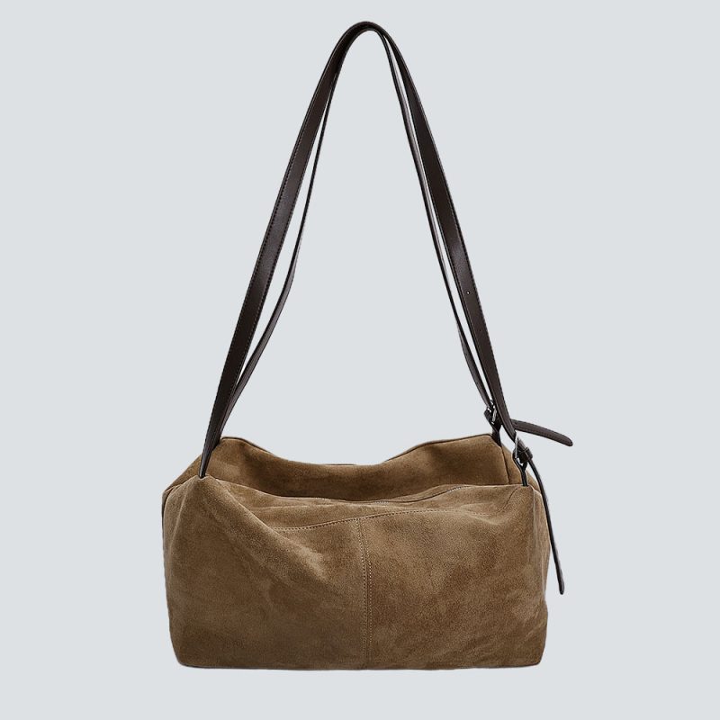 Dual-Texture Suede & Leather Tote Bags