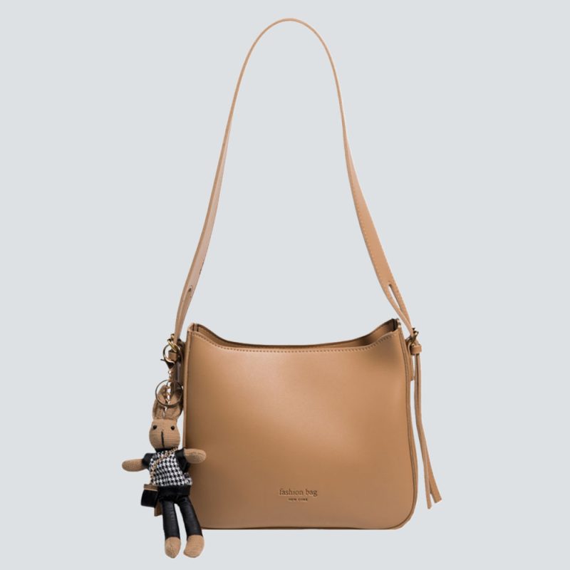 Leather Bucket Bags with Bunny Charm