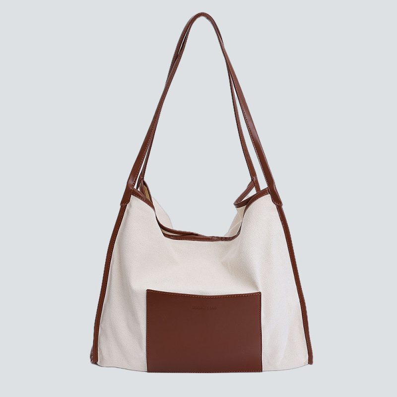 Satin + Faux Leather Color Blocking Nomad Tote Bag
