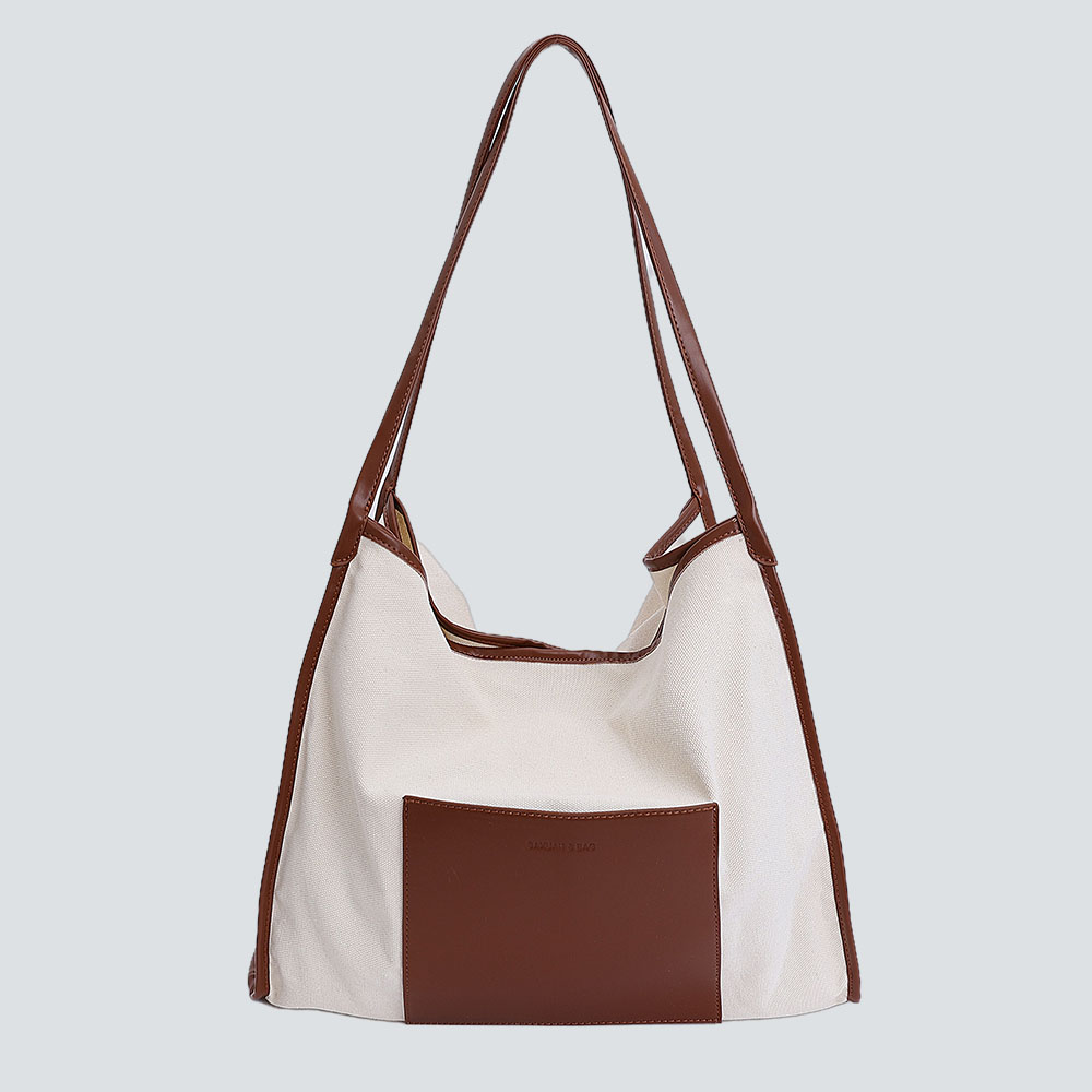 Satin + Faux Leather Color Blocking Nomad Tote Bag
