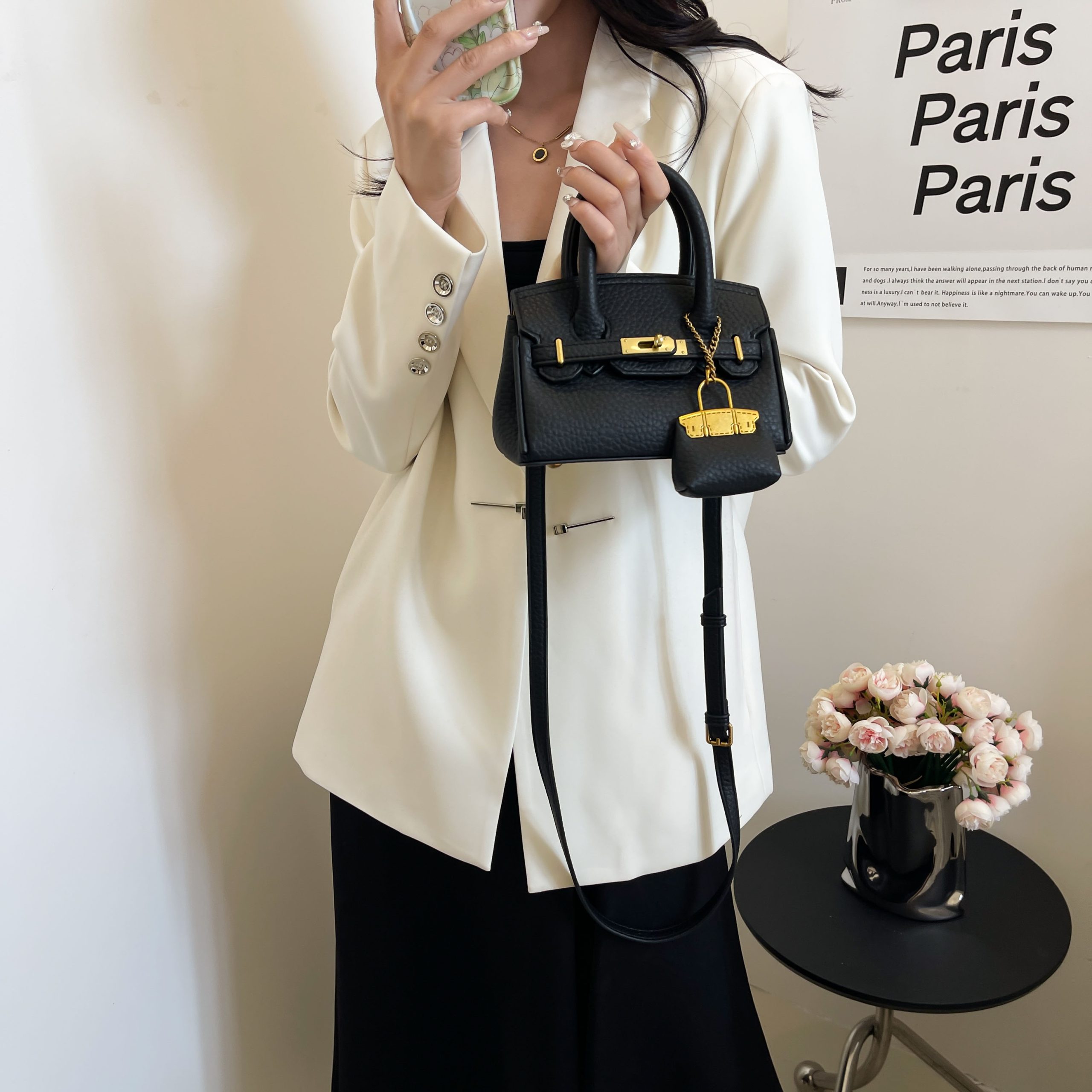 Textured Leather Top-Handle Bag - Image 6