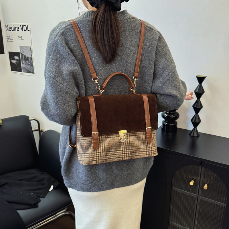 Velvet & Plaid Satchel Bag - Image 6