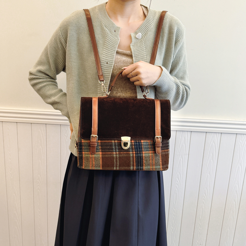 Velvet & Plaid Satchel Bag - Image 8