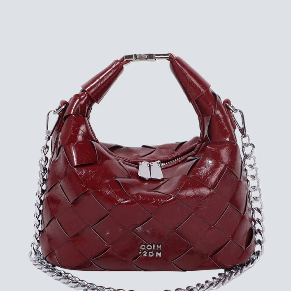 Metallic Silver Hand-Woven Mini Handle Bag - Image 3
