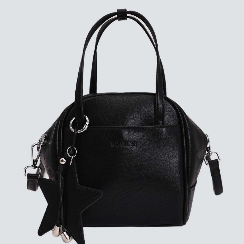 Caramel Vintage Waxed Leather Mini Handbag With Star Charm - Image 3