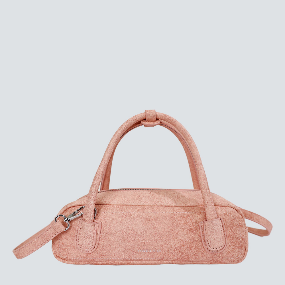 Off White Suede Mini Boston Handbag - Image 4