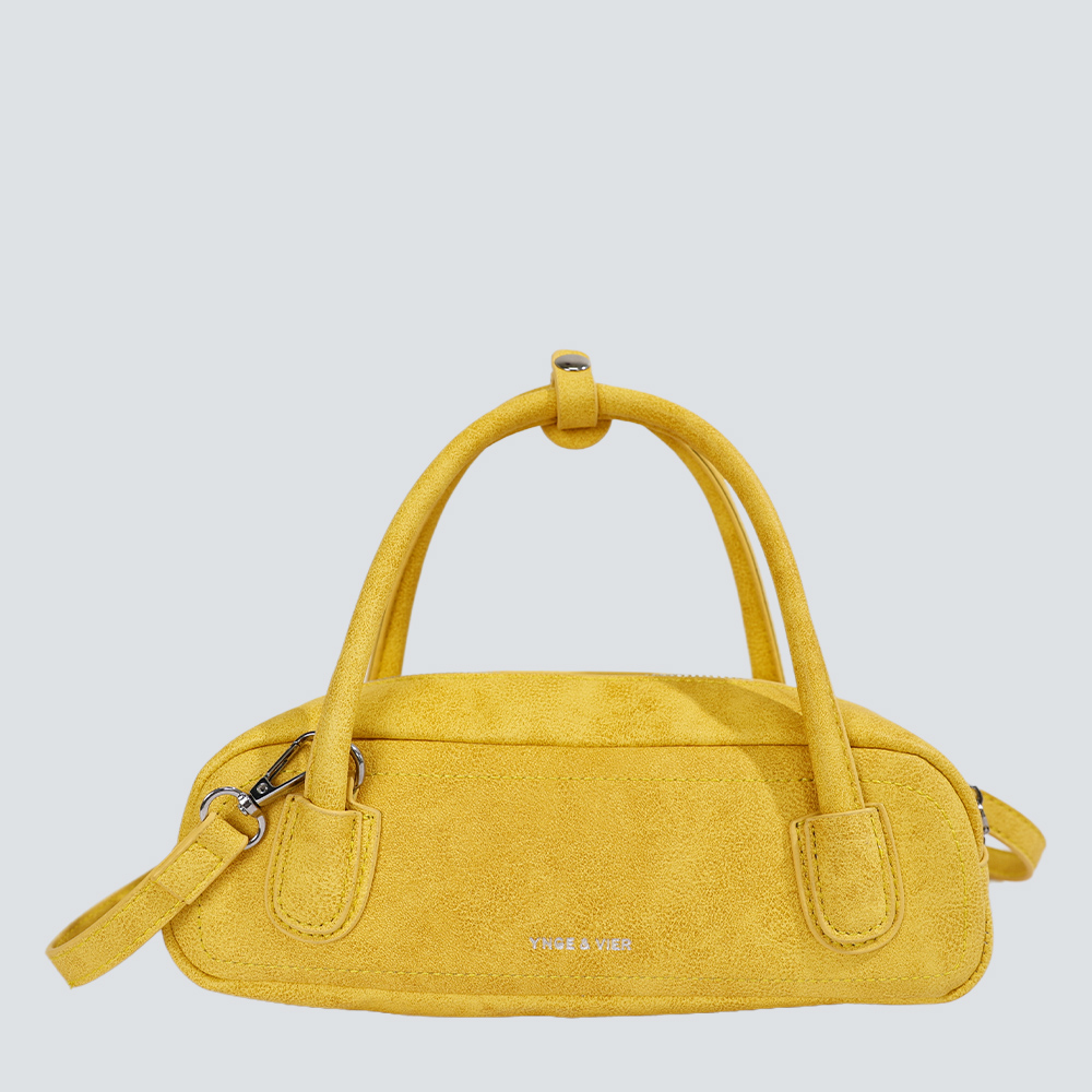 Off White Suede Mini Boston Handbag - Image 3