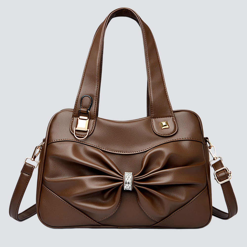 Rhinestone Bow Soft Leather Commute Tote Bag, Dual-use Crossbody Handbag - Image 10