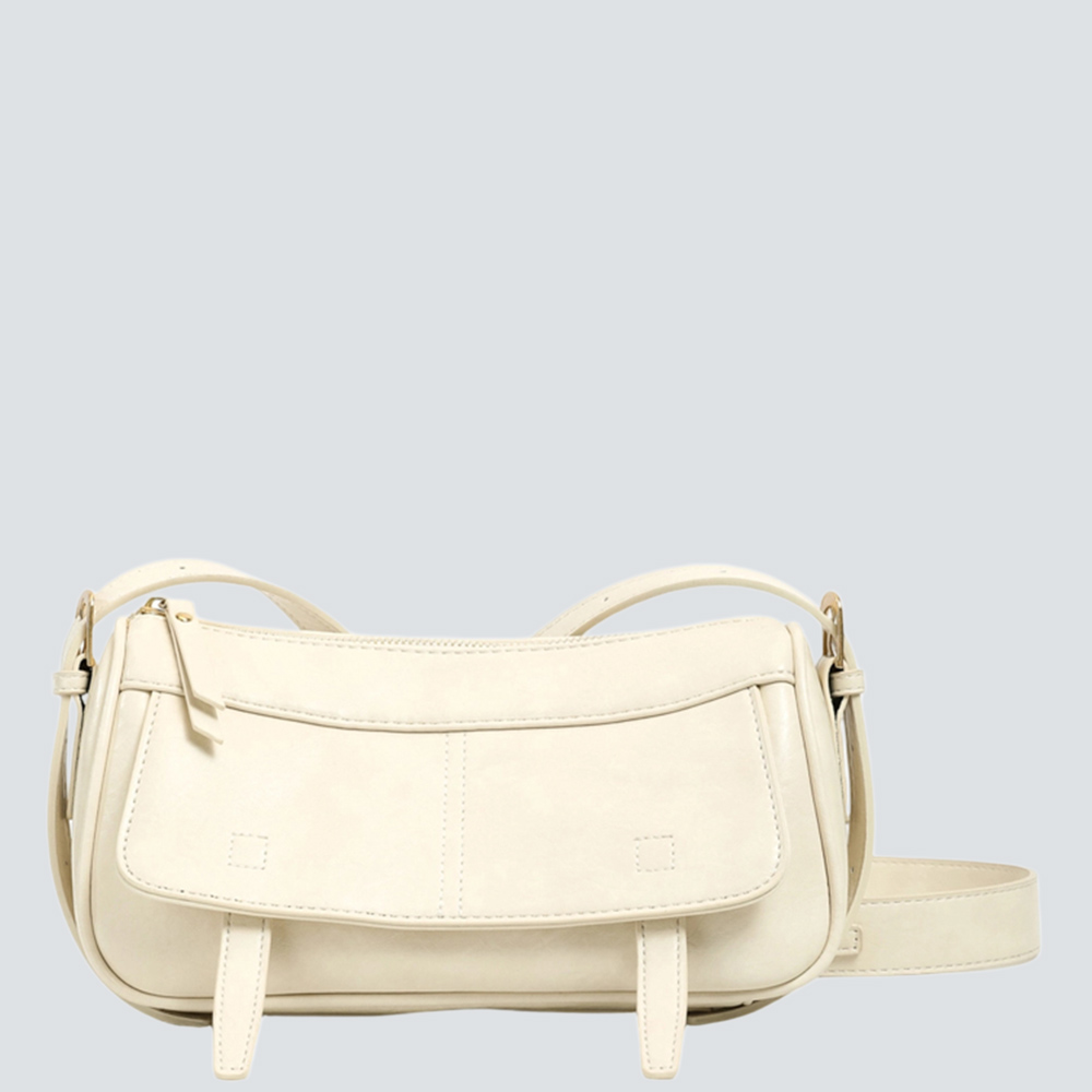 Vintage Waxed Leather Baguette Underarm Shoulder Bag - Image 5