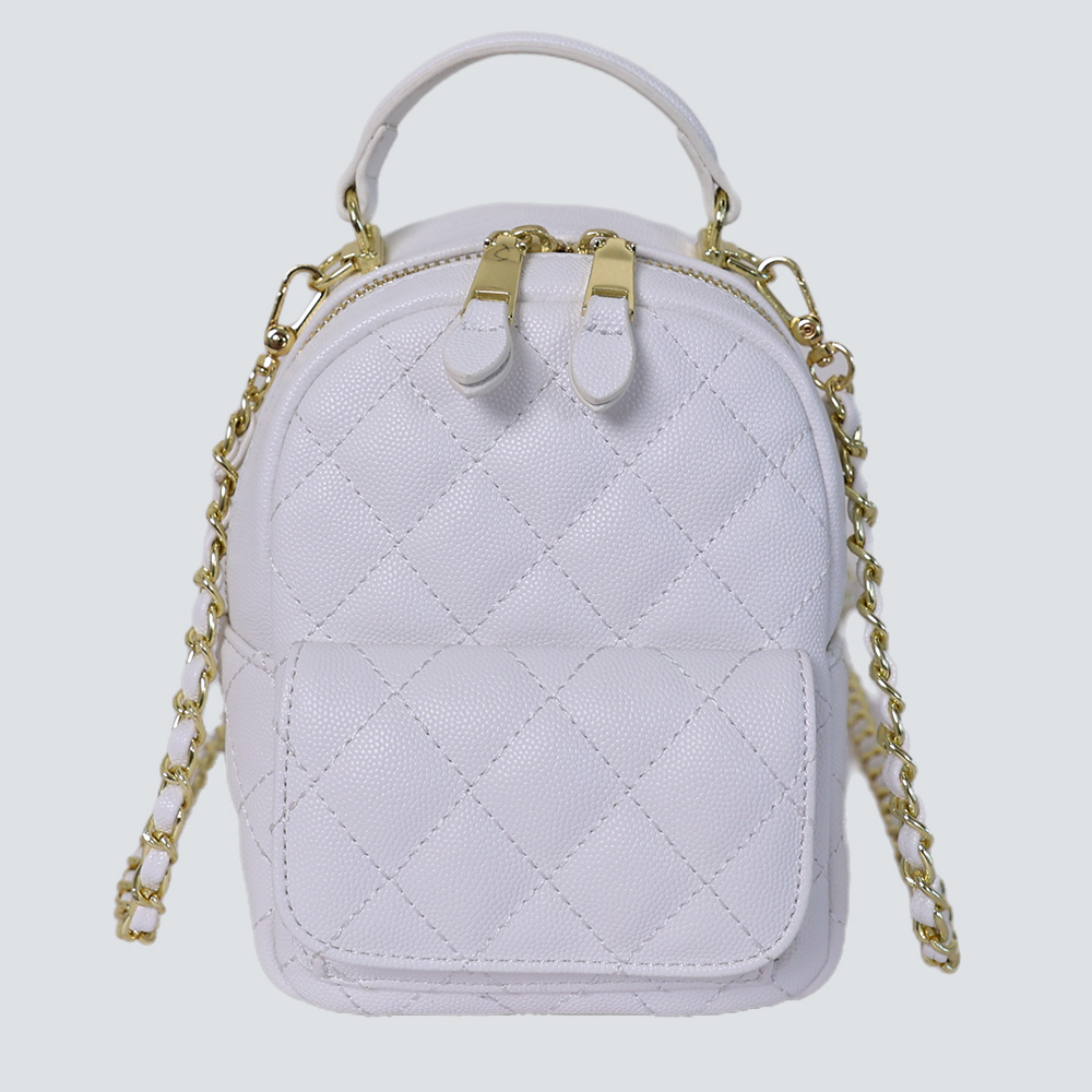 Classic Black Quilted Leather Chain Mini Backpack - Image 4