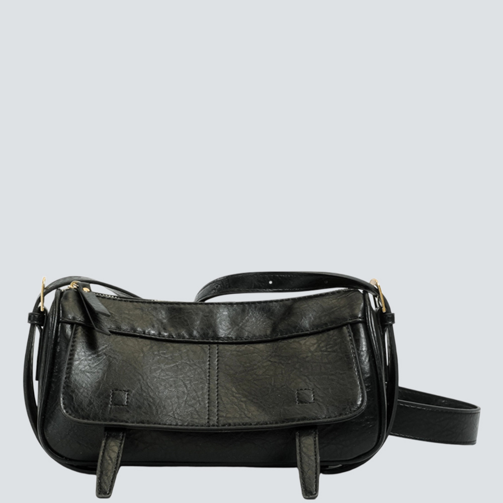 Vintage Waxed Leather Baguette Underarm Shoulder Bag - Image 4