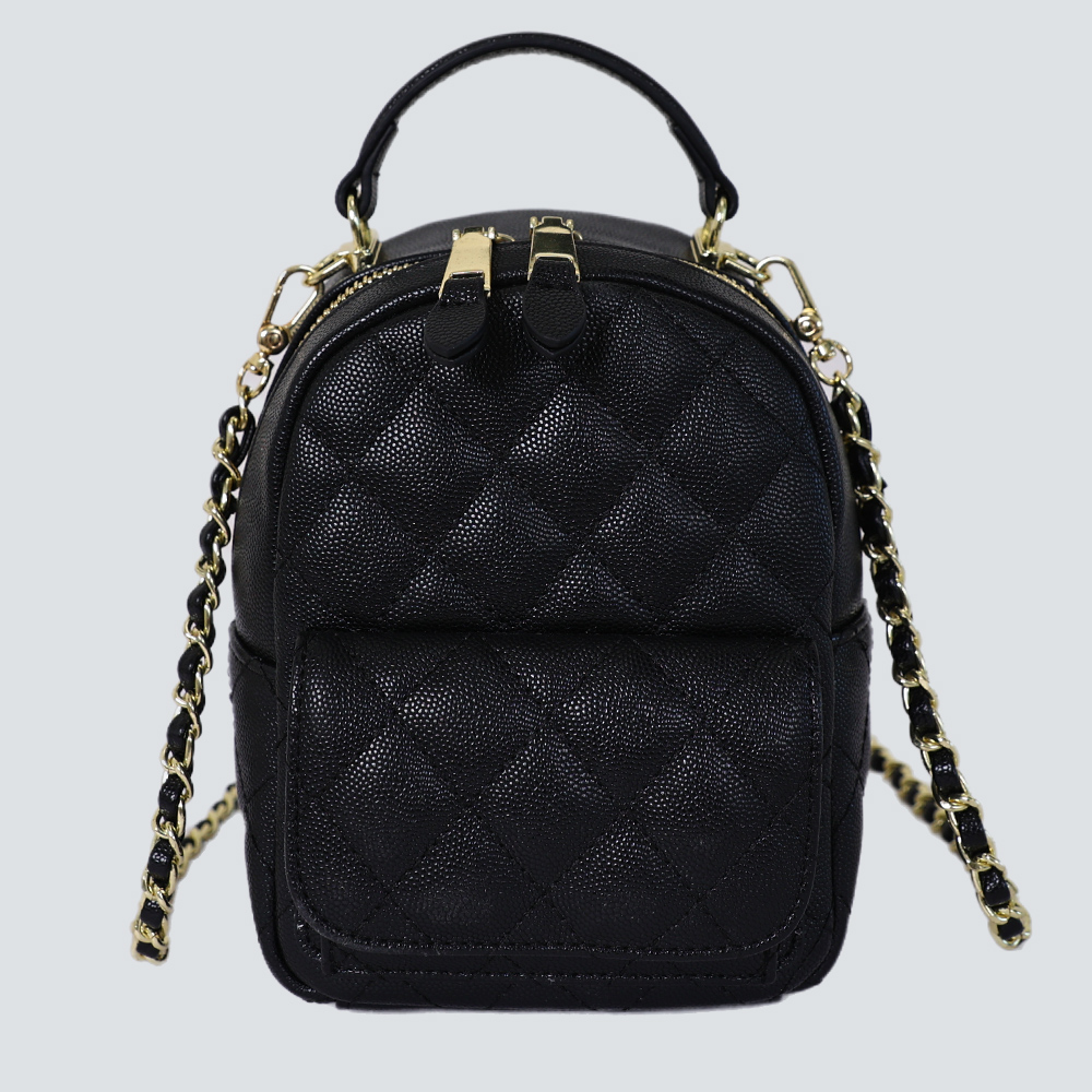 Classic Black Quilted Leather Chain Mini Backpack