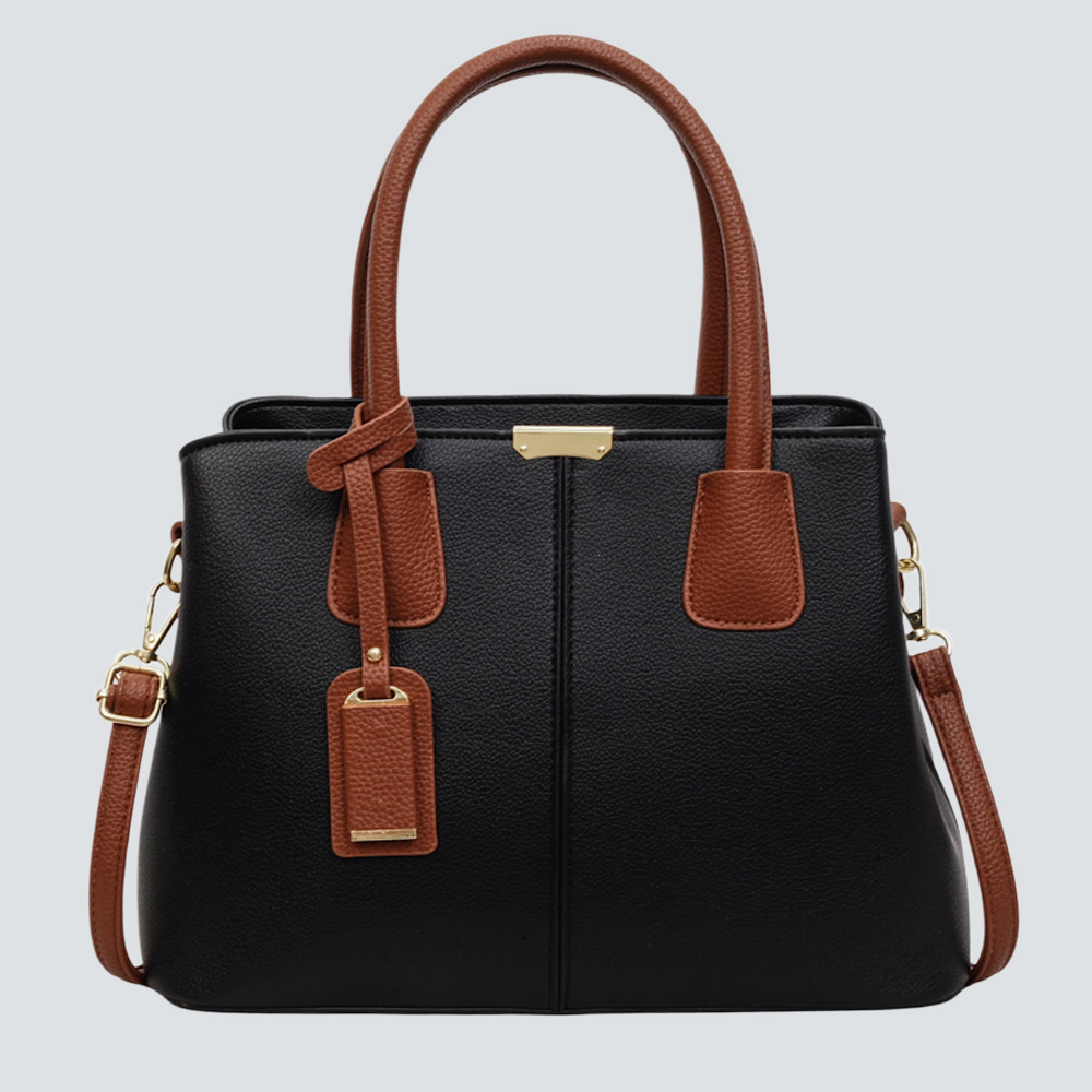 Black Pebble Leather Commute Tote Handbag - Image 4