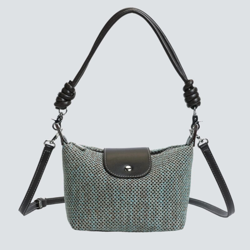 Mixed Woven Leather Knot Hobo Mini Bag