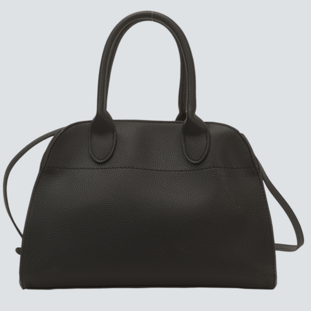 Elephant Grey Pebble Leather Minimalist Hand Tote Bag - Image 3