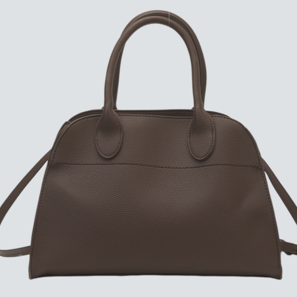 Elephant Grey Pebble Leather Minimalist Hand Tote Bag - Image 4