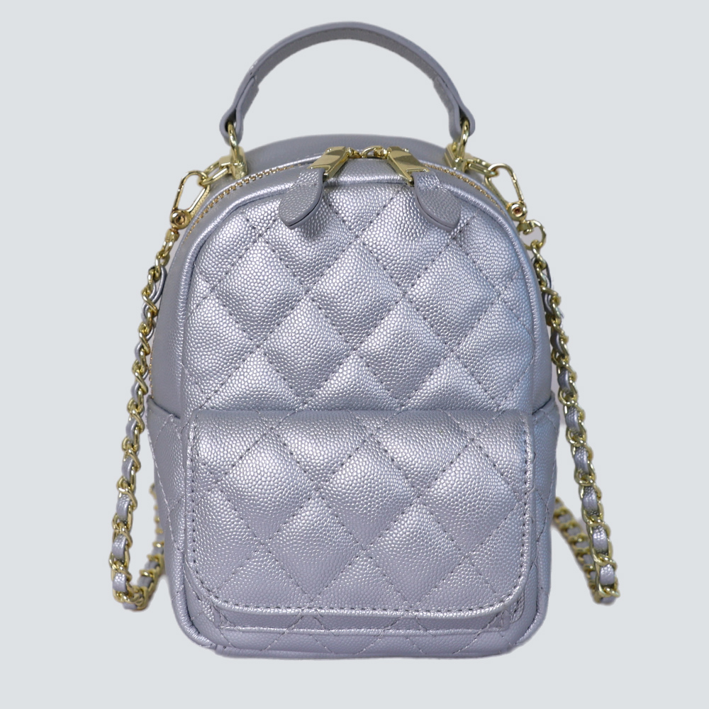 Classic Black Quilted Leather Chain Mini Backpack - Image 5