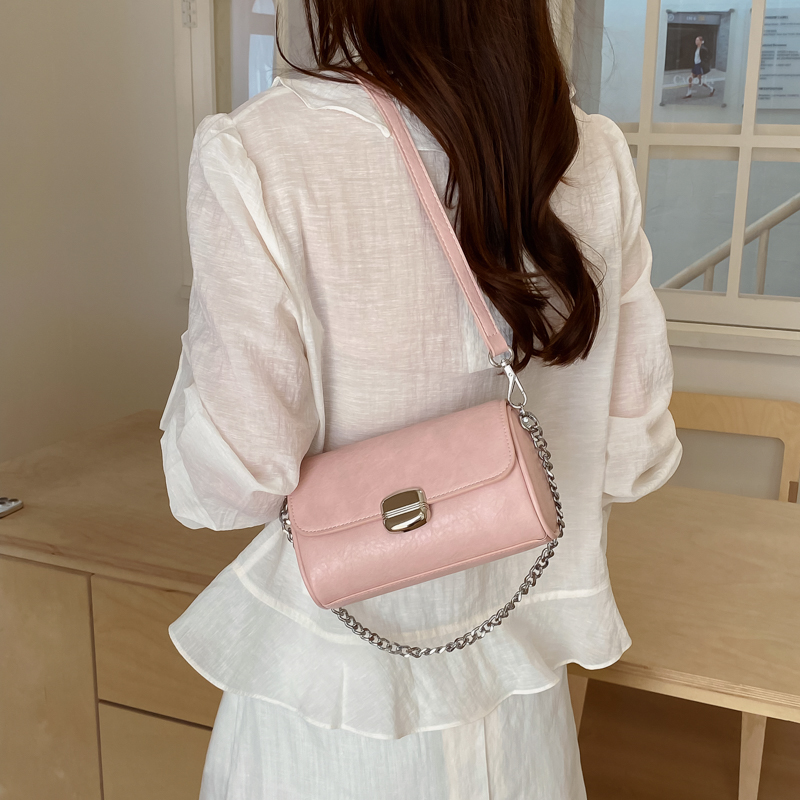 Caramel Vintage Waxed Leather Chain Baguette Bag - Image 6