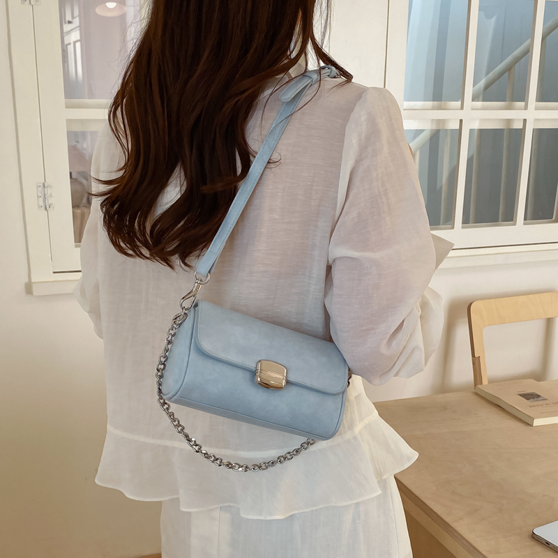 Caramel Vintage Waxed Leather Chain Baguette Bag - Image 7