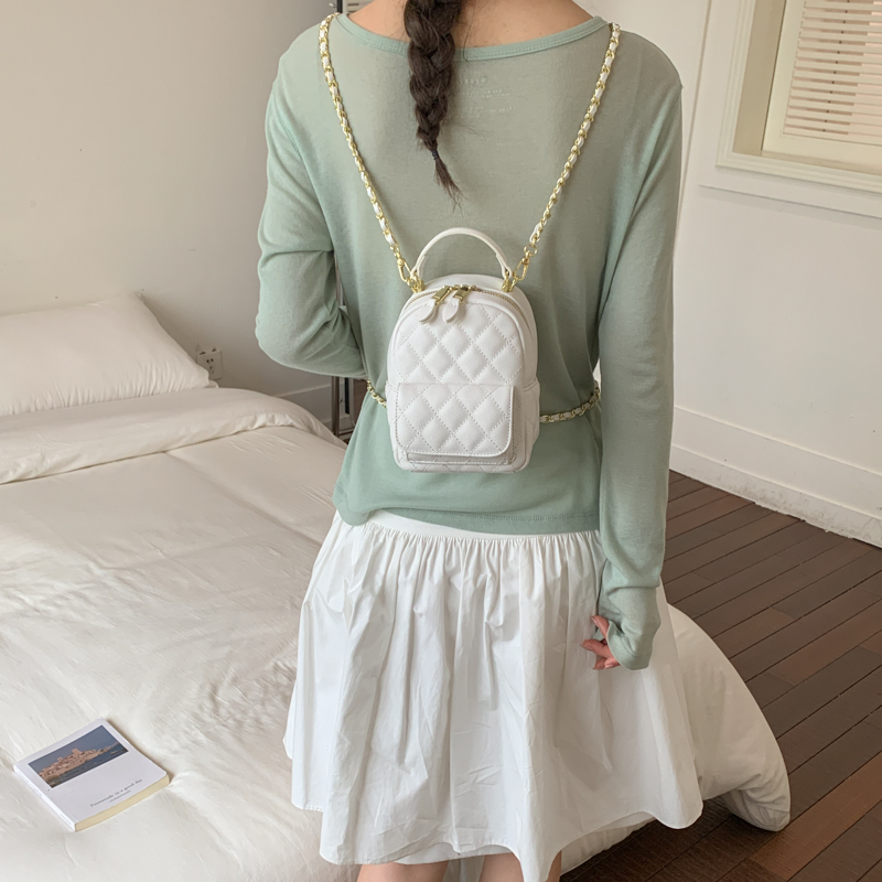 Classic Black Quilted Leather Chain Mini Backpack - Image 6